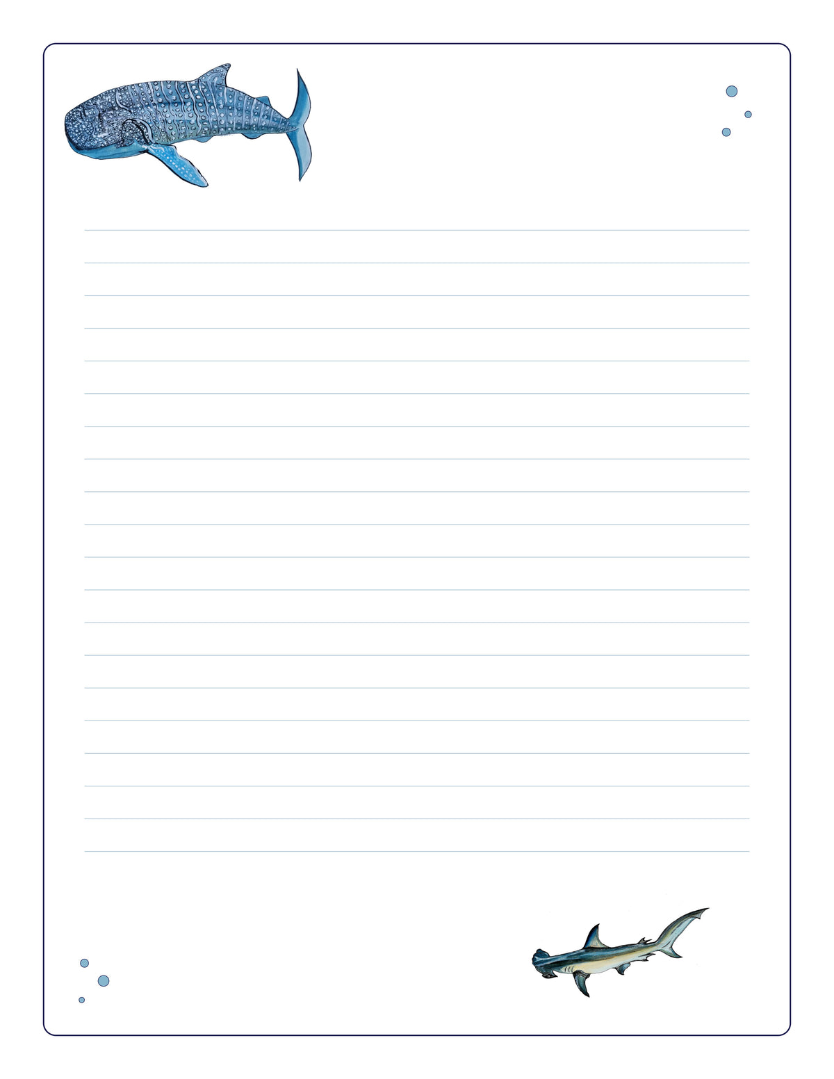 Whale Printable Stationery Set | Ocean Letter Writing Paper