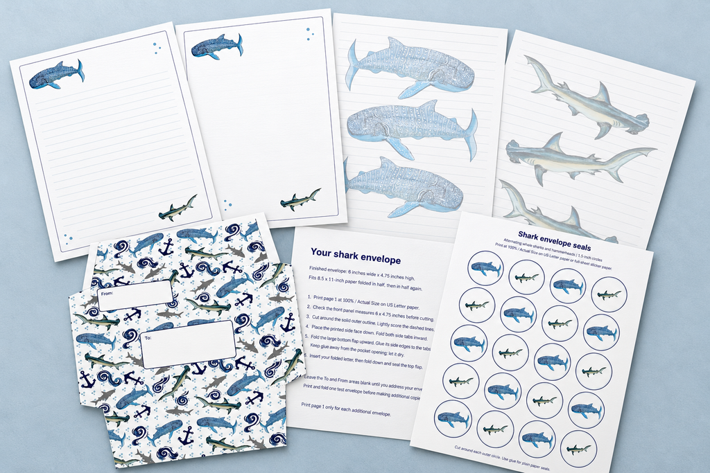 Whale Printable Stationery Set | Ocean Letter Writing Paper