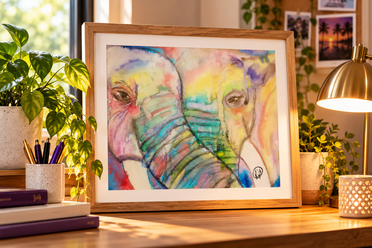 Mates for Life – Colorful Elephant Matte Fine Art Print