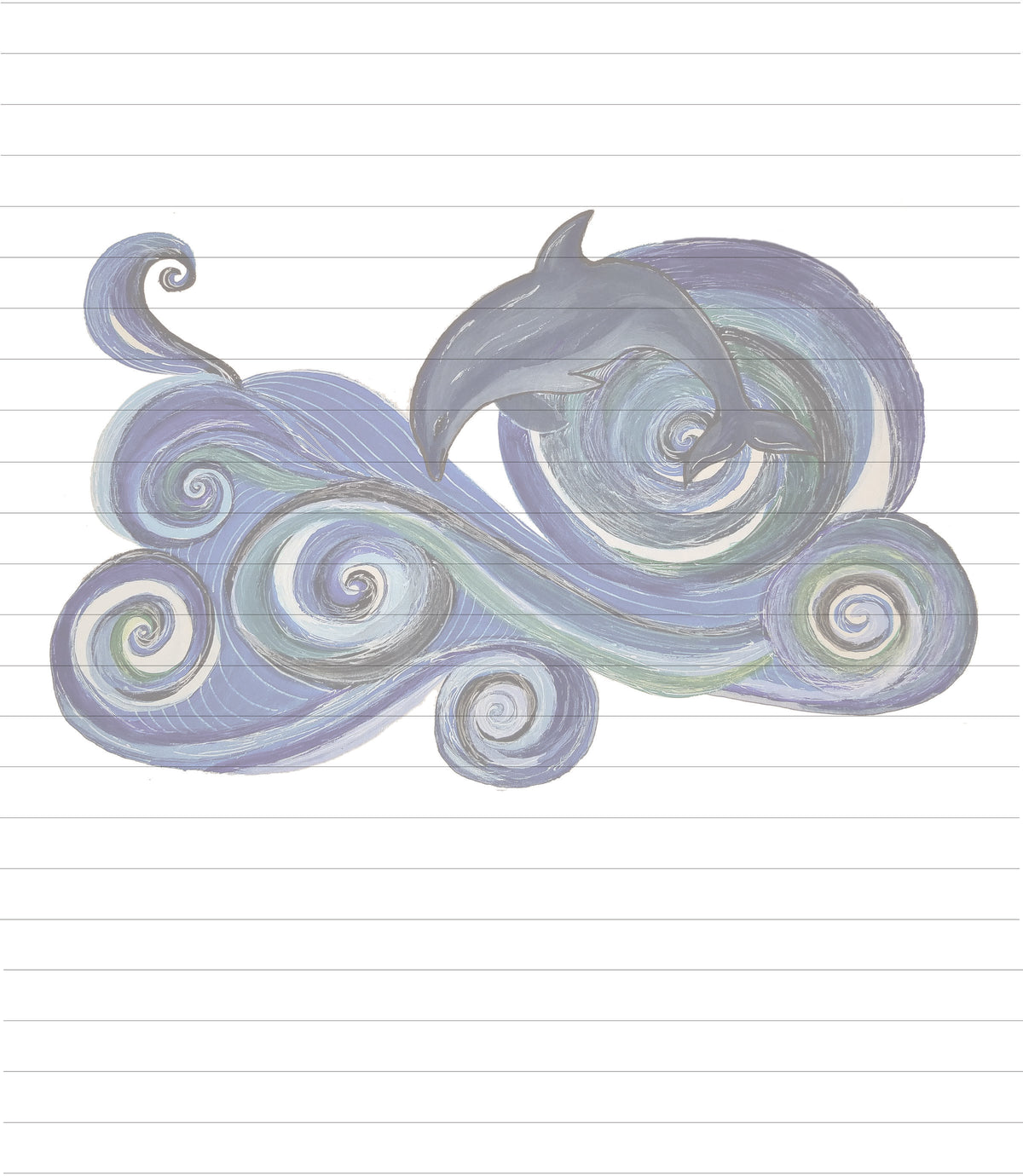 Printable Dolphin Stationery – Lined Letter Writing Paper (Digital Download)