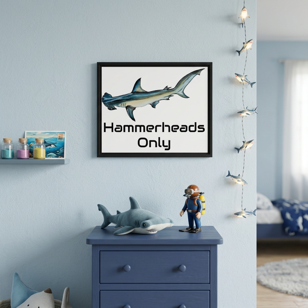 Personalized Hammerhead Shark Nursery Wall Art | Ocean Canvas