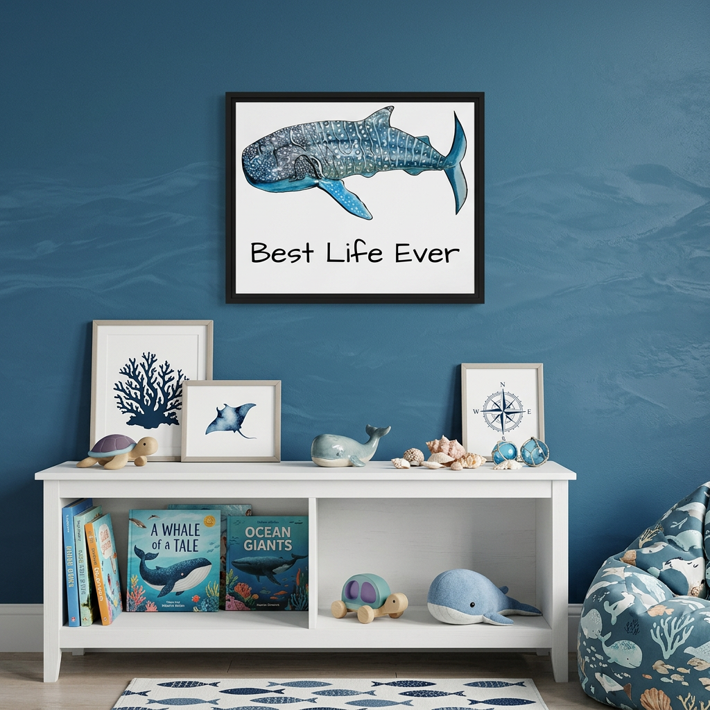 Personalized Whale Shark Nursery Wall Art | Ocean Framed Canvas