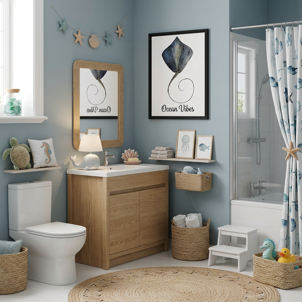 Personalized Stingray Nursery Wall Art | Ocean Framed Canvas