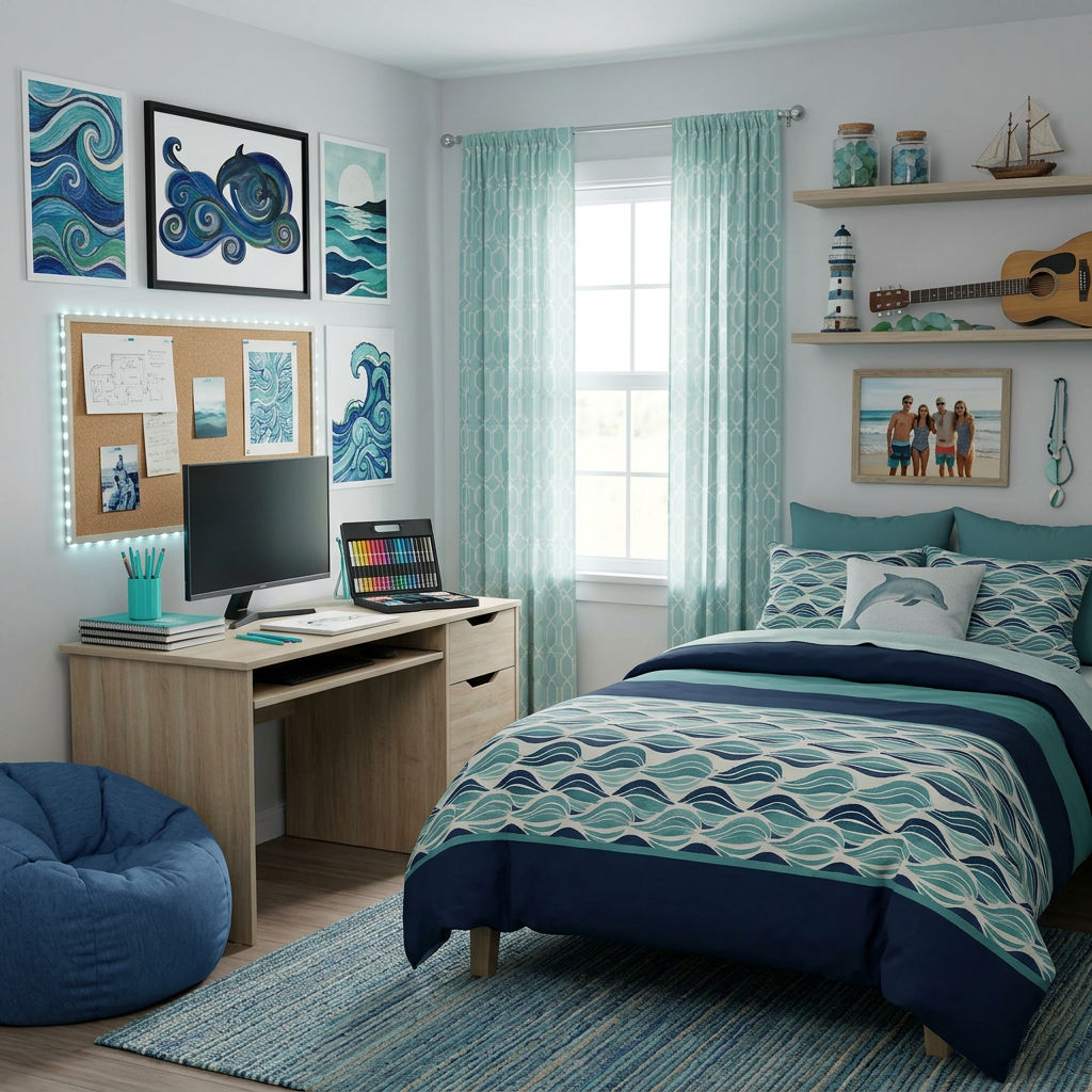 Personalized Dolphin Nursery Wall Art | Ocean Framed Canvas