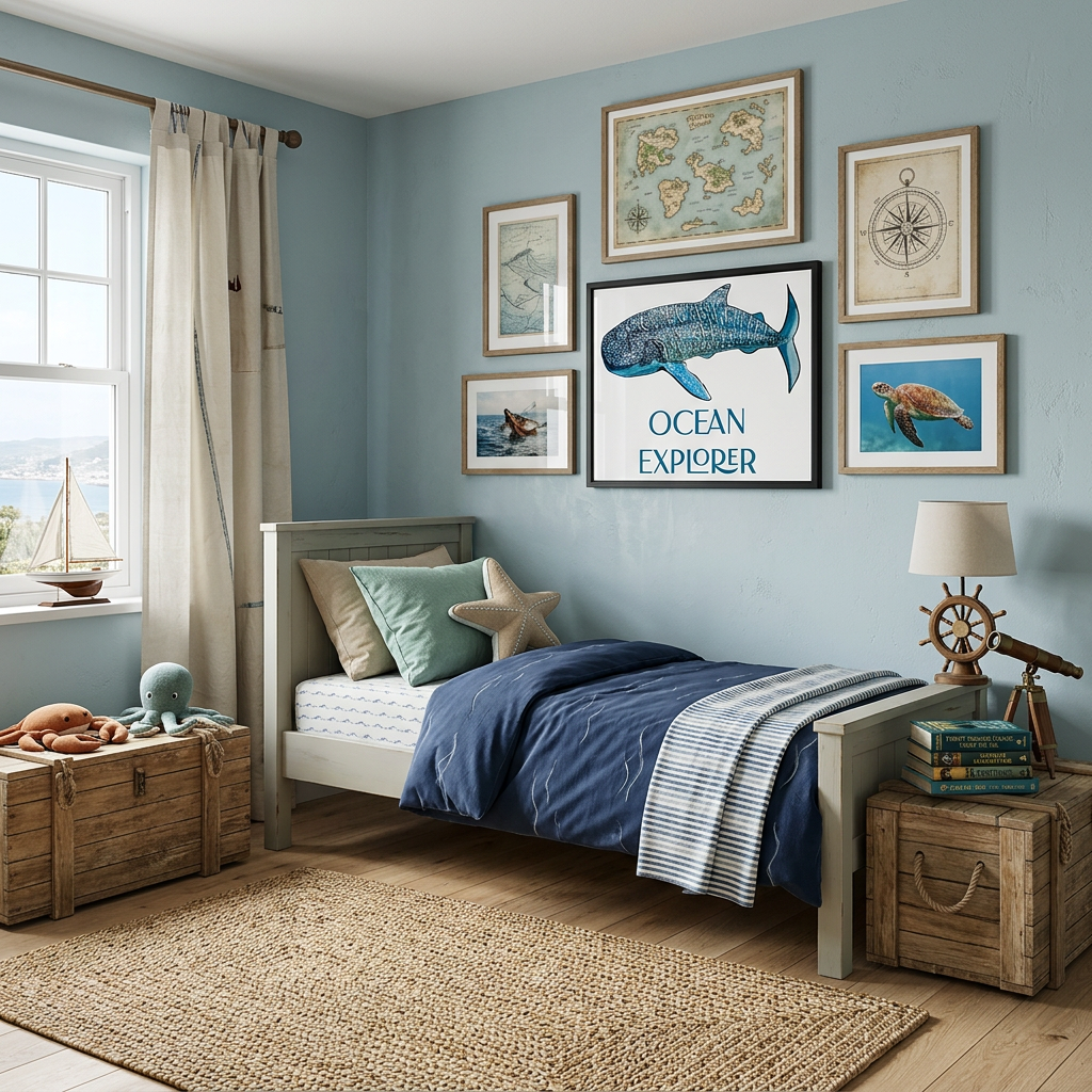 Personalized Whale Shark Nursery Wall Art | Ocean Framed Canvas
