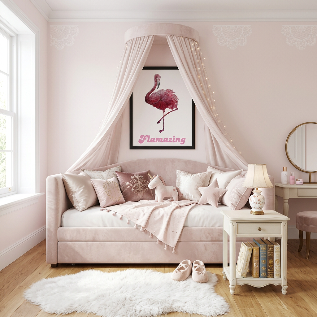 Personalized Pink Flamingo Framed Canvas Wall Art | Coastal Bird Decor