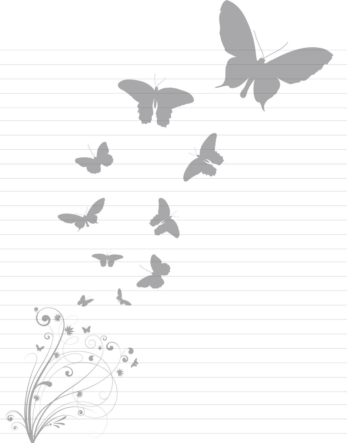 Free Butterfly Printable Stationery – Lined Letter Writing Paper
