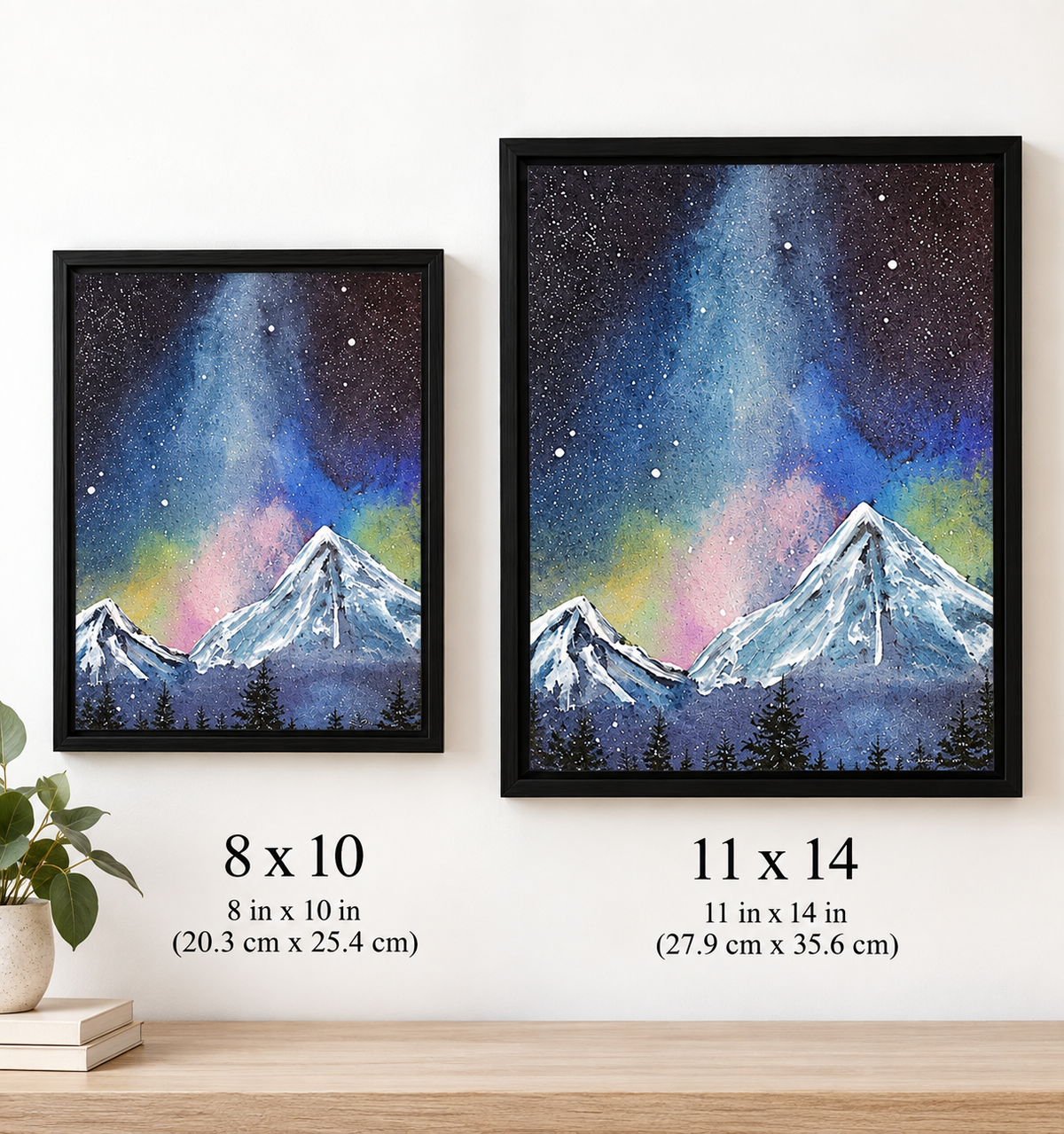 Framed canvas artwork of the Milky Way galaxy by Art by Kikajo, showcasing a starry night sky with vibrant celestial colors.