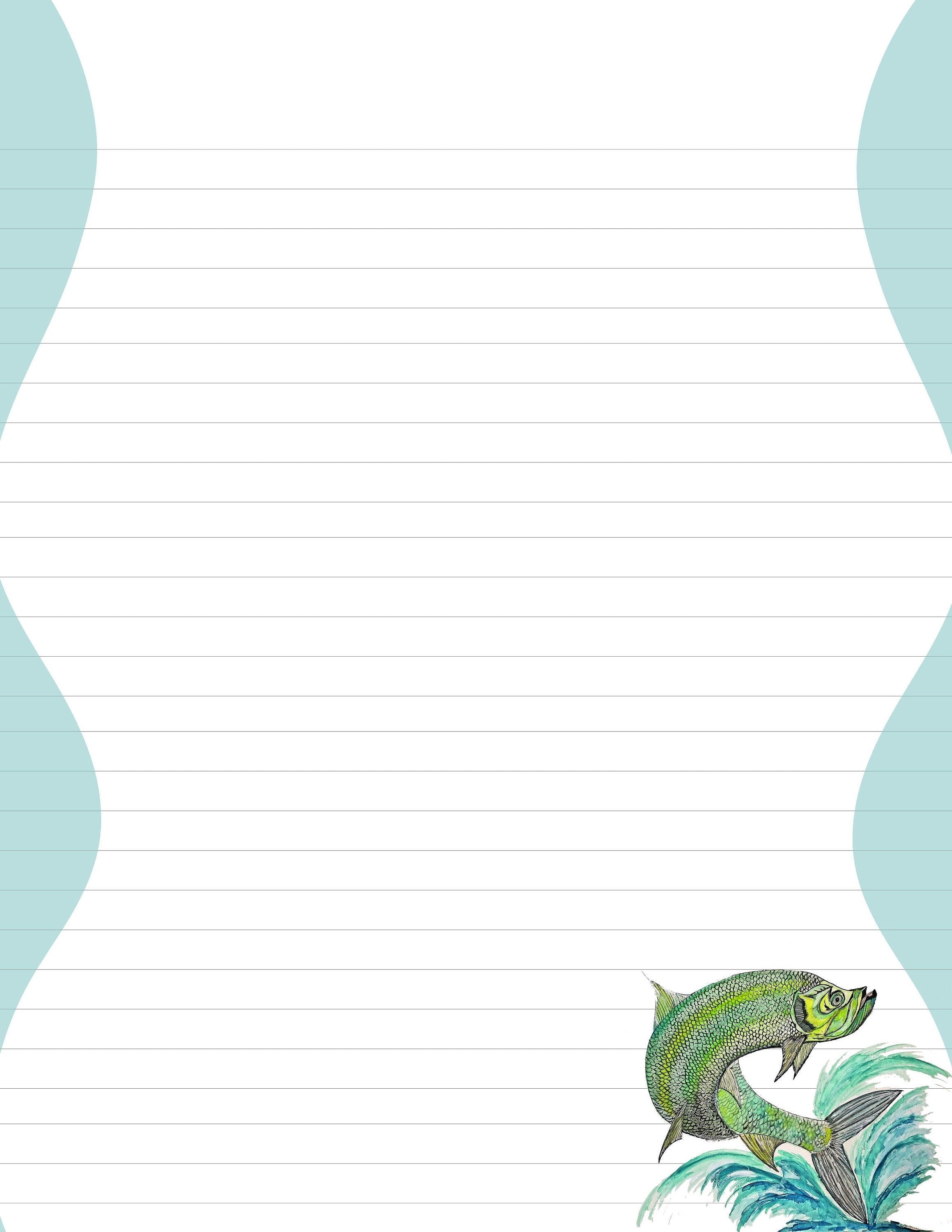 Printable Tarpon Fish Stationery – Lined Letter Writing Paper (Digital Download)