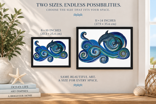 Dolphin Waves | Personalized Ocean Framed Canvas
