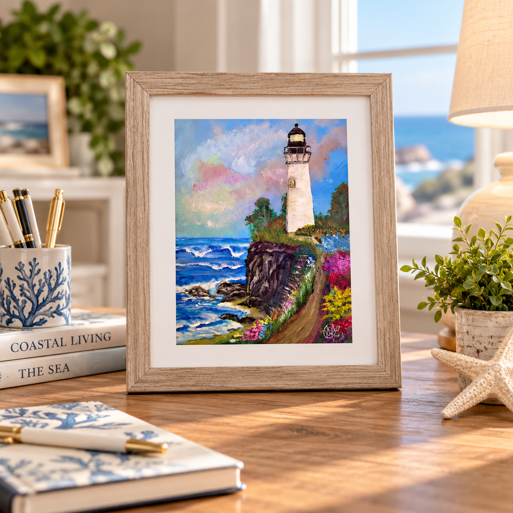 Coastal Lighthouse Fine Art Print | Original Seascape Wall Art